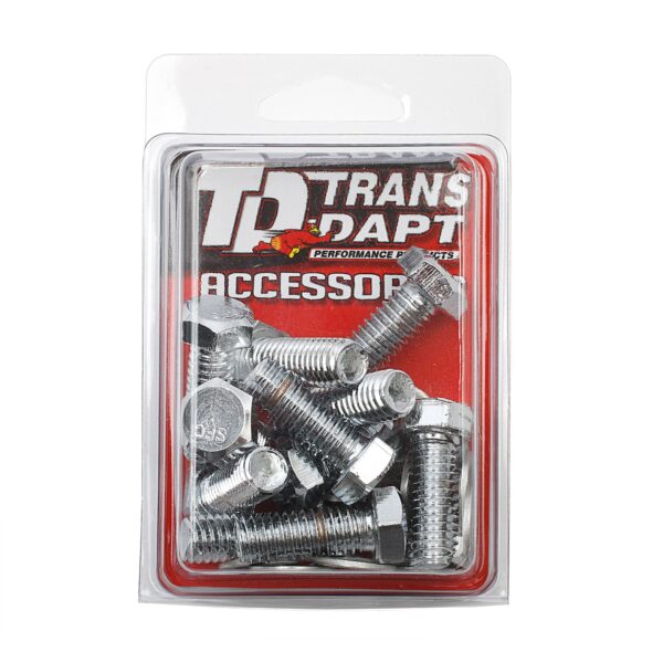 TRANS-DAPT PERFORMANCE PRODUCTS INTAKE MANIFOLD BOLTS; 3/8 IN.-16 X 1 IN. HEX HEAD (12 BOLTS)- CHROME