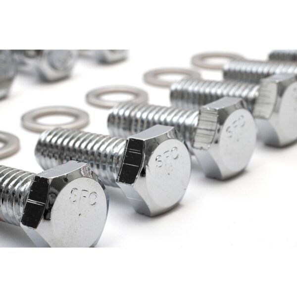 TRANS-DAPT PERFORMANCE PRODUCTS INTAKE MANIFOLD BOLTS; 3/8 IN.-16 X 1 IN. HEX HEAD (12 BOLTS)- CHROME