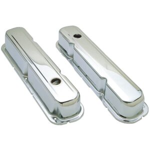 TRANS-DAPT PERFORMANCE PRODUCTS TRADITIONAL DESIGN VALVE COVERS; SHORT; CHRYSLER 318, 340, 360- CHROME