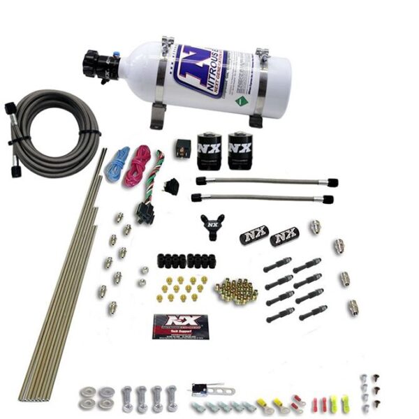 Nitrous Express 8 CYL DRY DIRECT PORT, 2 SOLENOIDS, WITH 5LB BOTTLE (200-600HP JETTING)