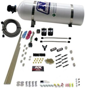Nitrous Express 8 CYL DRY DIRECT PORT, 2 SOLENOIDS, WITH 15LB BOTTLE (200-600HP JETTING)