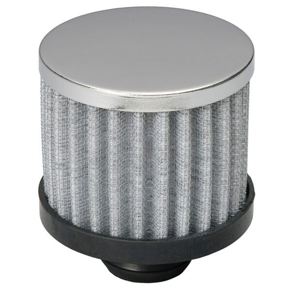 TRANS-DAPT PERFORMANCE PRODUCTS 3 IN. TALL PUSH-IN STYLE BREATHER; OPEN COTTON FILTER ELEMENT; 1-1/4 IN. HOLE- CHROME