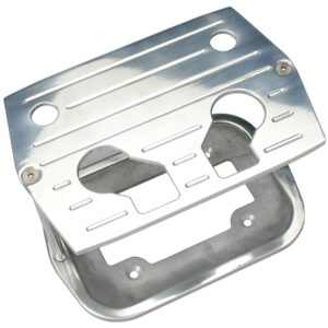 TRANS-DAPT PERFORMANCE PRODUCTS OPTIMA BLUE/YELLOW/RED TOP BATTERY TRAY; PINSTRIPED (BALL-MILLED)- ALUMINUM