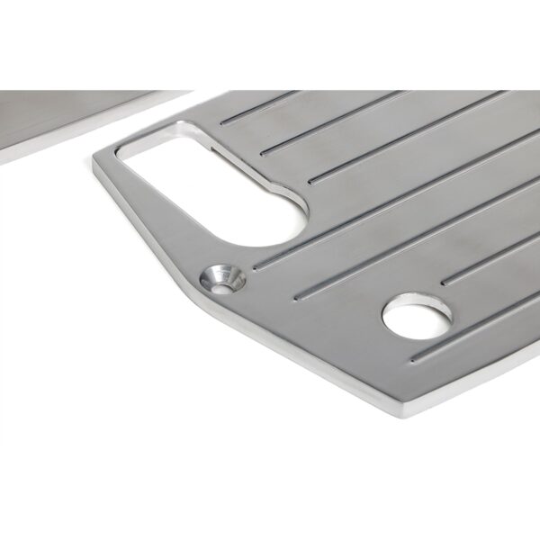 TRANS-DAPT PERFORMANCE PRODUCTS OPTIMA RED TOP (4 POST) BATTERY TRAY; PINSTRIPED (BALL-MILLED)-BILLET ALUMINUM