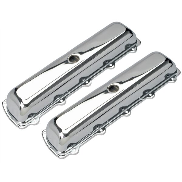 TRANS-DAPT PERFORMANCE PRODUCTS TRADITIONAL DESIGN VALVE COVERS; SHORT; 1964-1988 SB OLDS 330-455- CHROME