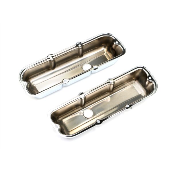 TRANS-DAPT PERFORMANCE PRODUCTS TRADITIONAL DESIGN VALVE COVERS; SHORT; 1980-1989 CHEVY 2.8L V6- CHROME