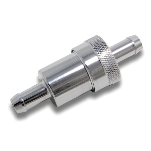 TRANS-DAPT PERFORMANCE PRODUCTS 3/8 IN. FUEL FILTER WITH BRONZE ELEMENT- CHROME (NOT FOR FUEL INJECTION)