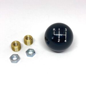 Classic Style Shift Knob: 4 speed: 3/8-16, 3/8-24 adapters w/locknut: Black