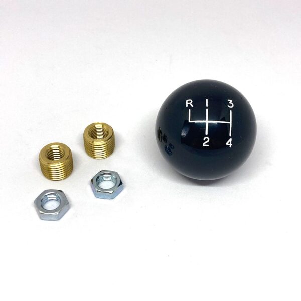 Classic Style Shift Knob: 4 speed: 3/8-16, 3/8-24 adapters w/locknut: Black