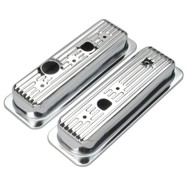 TRANS-DAPT PERFORMANCE PRODUCTS TRADITIONAL DESIGN VALVE COVER CAPS; SHORT; 1985-1995 CHEVY 4.3L V6- CHROME