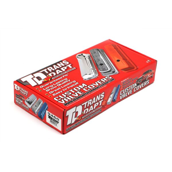 TRANS-DAPT PERFORMANCE PRODUCTS TRADITIONAL DESIGN VALVE COVER CAPS (TRUCKS ONLY); SHORT; 1987-1999 CHEVY 5.0, 5.7L- CHROME