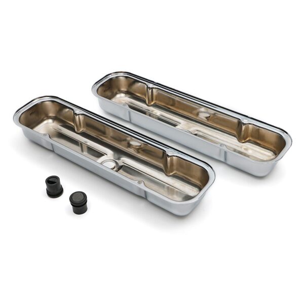 TRANS-DAPT PERFORMANCE PRODUCTS O.E.M. REPRODUCTION DESIGN VALVE COVERS; SHORT; 1959-1979 PONTIAC 326-455- CHROME