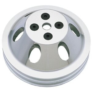 TRANS-DAPT PERFORMANCE PRODUCTS WATER PUMP PULLEY; 2 GROOVE; 1955-1968 CHEVROLET 283-350; SHORT WATER PUMP- MACHINED ALUMINUM
