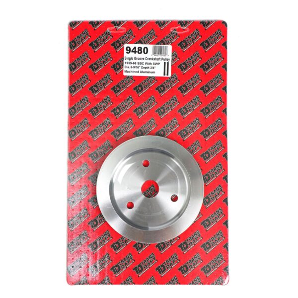 TRANS-DAPT PERFORMANCE PRODUCTS CRANKSHAFT PULLEY; 1 GROOVE; CHEVROLET 283-350; SHORT WATER PUMP- MACHINED ALUMINUM