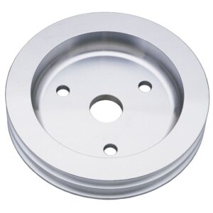 TRANS-DAPT PERFORMANCE PRODUCTS CRANKSHAFT PULLEY; 2 GROOVE; CHEVROLET 283-350; SHORT WATER PUMP- MACHINED ALUMINUM