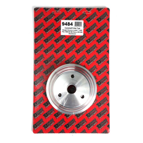 TRANS-DAPT PERFORMANCE PRODUCTS CRANKSHAFT PULLEY; 1 GROOVE; CHEVROLET 283-350; LONG WATER PUMP- MACHINED ALUMINUM