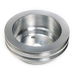 TRANS-DAPT PERFORMANCE PRODUCTS CRANKSHAFT PULLEY; 2 GROOVE; CHEVROLET 283-350; LONG WATER PUMP- MACHINED ALUMINUM