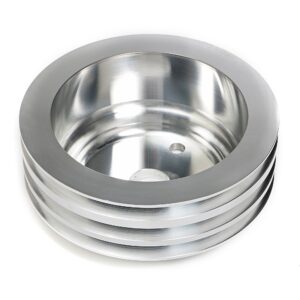 TRANS-DAPT PERFORMANCE PRODUCTS CRANKSHAFT PULLEY; 3 GROOVE; CHEVROLET 283-350; LONG WATER PUMP- MACHINED ALUMINUM
