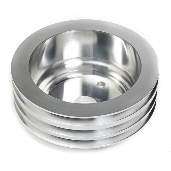 TRANS-DAPT PERFORMANCE PRODUCTS CRANKSHAFT PULLEY; 3 GROOVE; CHEVROLET 283-350; LONG WATER PUMP- MACHINED ALUMINUM