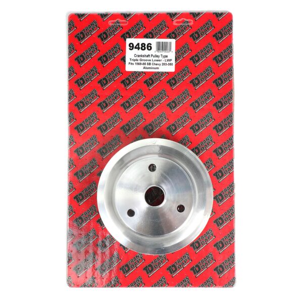 TRANS-DAPT PERFORMANCE PRODUCTS CRANKSHAFT PULLEY; 3 GROOVE; CHEVROLET 283-350; LONG WATER PUMP- MACHINED ALUMINUM