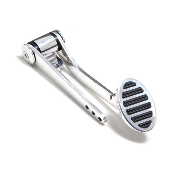 TRANS-DAPT PERFORMANCE PRODUCTS FIREWALL MOUNT GAS PEDAL; 6 HORIZONTAL RUBBER INSERTS; OVAL- POLISHED ALUMINUM