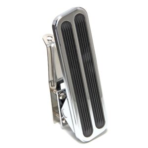 TRANS-DAPT PERFORMANCE PRODUCTS FLOOR MOUNT GAS PEDAL; 2 VERTICAL RUBBER INSERTS; 6-1/2 IN. X 2 IN. RECTANGULAR PEDAL - CHROMED ALUMINUM WITH STAINLESS MOUNTING FIXTURE