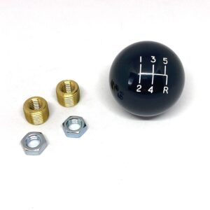 Classic Style Shift Knob: 5 speed: 3/8-16, 3/8-24 adapters w/locknut: Black