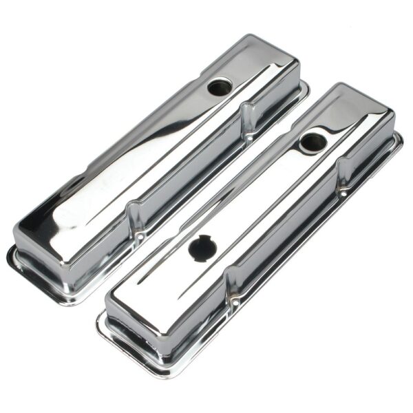 TRANS-DAPT PERFORMANCE PRODUCTS O.E.M. REPRODUCTION DESIGN VALVE COVERS; SHORT; 1978-1986 SB CHEVY 305-350- CHROME