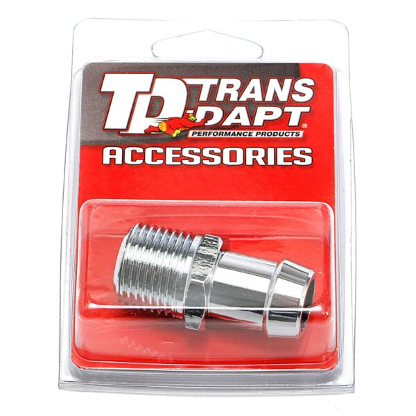 TRANS-DAPT PERFORMANCE PRODUCTS ALUMINUM 1/2 IN. NPT WATER PUMP HOSE FITTING; 5/8 IN. HOSE