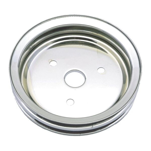 TRANS-DAPT PERFORMANCE PRODUCTS CRANKSHAFT PULLEY; 2 GROOVE; CHEVROLET 283-350; SHORT WATER PUMP- CHROME