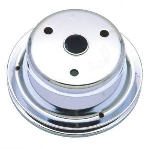 TRANS-DAPT PERFORMANCE PRODUCTS CRANKSHAFT PULLEY; 1 GROOVE; CHEVROLET 283-350; LONG WATER PUMP- CHROME
