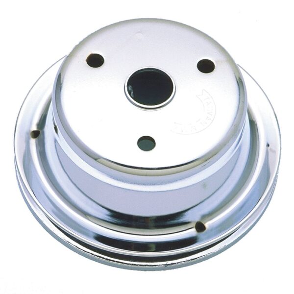 TRANS-DAPT PERFORMANCE PRODUCTS CRANKSHAFT PULLEY; 1 GROOVE; CHEVROLET 283-350; LONG WATER PUMP- CHROME
