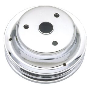 TRANS-DAPT PERFORMANCE PRODUCTS CRANKSHAFT PULLEY; 2 GROOVE; CHEVROLET 283-350; LONG WATER PUMP- CHROME