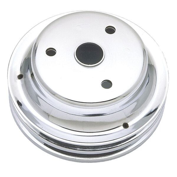 TRANS-DAPT PERFORMANCE PRODUCTS CRANKSHAFT PULLEY; 2 GROOVE; CHEVROLET 283-350; LONG WATER PUMP- CHROME