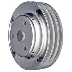 TRANS-DAPT PERFORMANCE PRODUCTS CRANKSHAFT PULLEY; 3 GROOVE; CHEVROLET 283-350; LONG WATER PUMP- CHROME