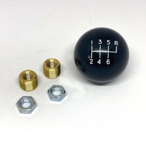 Classic Style Shift Knob: 6 speed: 3/8-16, 3/8-24 adapters w/locknut: Black