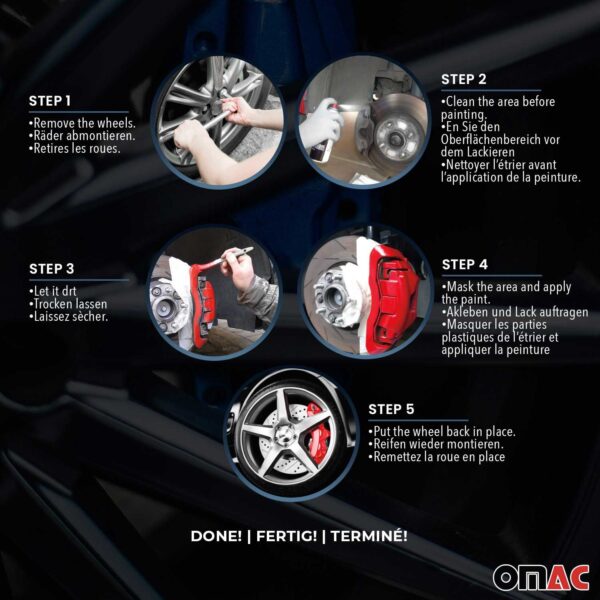 OMAC Brake Caliper Paint Epoxy Based Car Kit Black Matt High-Temperature