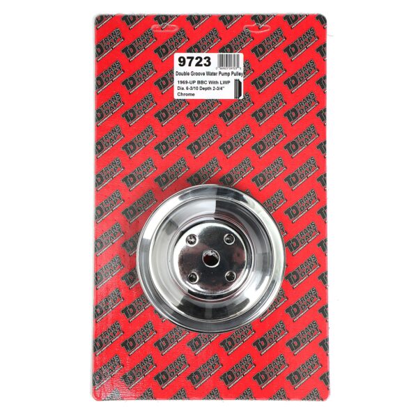 TRANS-DAPT PERFORMANCE PRODUCTS WATER PUMP PULLEY; 2 GROOVE; 1969-2006 CHEVROLET 396-454; LONG WATER PUMP- CHROME
