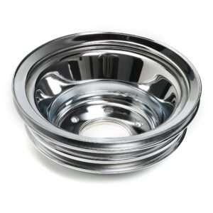 TRANS-DAPT PERFORMANCE PRODUCTS CRANKSHAFT PULLEY; 3 GROOVE; CHEVROLET 396-454; LONG WATER PUMP- CHROME
