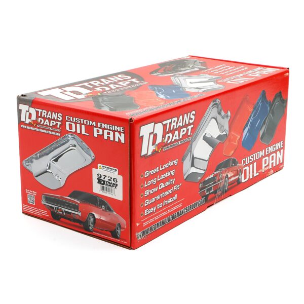 TRANS-DAPT PERFORMANCE PRODUCTS 1955-79 CHEVY 283-400 STREET AND STRIP OIL PAN (7 QTS.); 8-1/4 IN. DEEP- ORANGE