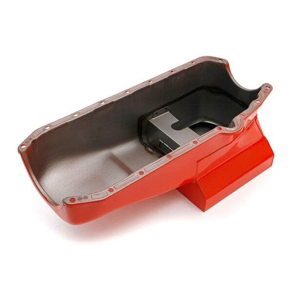 TRANS-DAPT PERFORMANCE PRODUCTS 1955-79 CHEVY 283-400 STREET AND STRIP OIL PAN (7 QTS.); 8-1/4 IN. DEEP- ORANGE