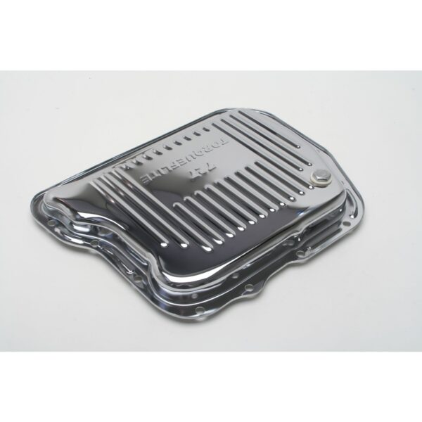 TRANS-DAPT PERFORMANCE PRODUCTS MOPAR TORQUEFLITE 727- CHROME TRANSMISSION PAN; STOCK CAPACITY; STOCK DEPTH; FINNED BOTTOM