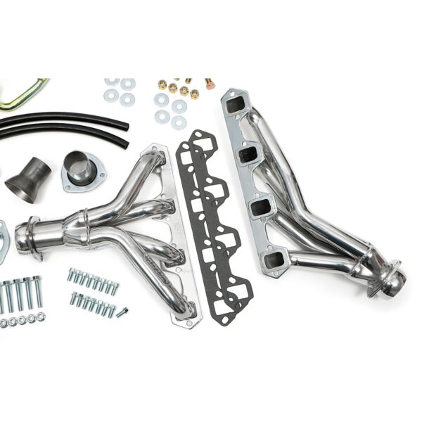TRANS-DAPT PERFORMANCE PRODUCTS ENGINE SWAP IN A BOX KIT; INSTALLS SB FORD (260-302W) IN '83-97 FORD RANGER; 1-1/2 IN. MID-LENGTH TUBE HEADERS; 2-1/2 IN. BALL/SOCKET COLLECTOR; INCLUDES HEADERS, OIL PAN, ENGINE MOUNTS- HTC SILVER CERAMIC HEADERS