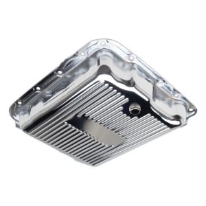 TRANS-DAPT PERFORMANCE PRODUCTS 700R4/4L60E- CHROME TRANSMISSION PAN; STOCK CAPACITY; STOCK DEPTH; FINNED BOTTOM