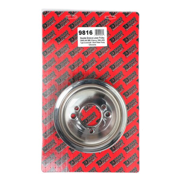 TRANS-DAPT PERFORMANCE PRODUCTS CRANKSHAFT PULLEY; 2 GROOVE; CHEVROLET 396-454; SHORT WATER PUMP- CHROME