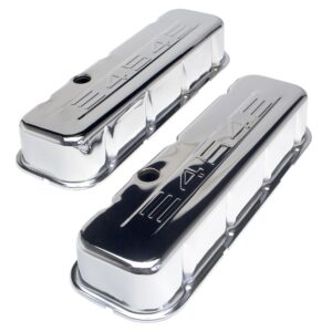 TRANS-DAPT PERFORMANCE PRODUCTS 454 IN. C.I.D. LOGO DESIGN VALVE COVERS; TALL; 1965-2000 BB CHEVY 454- CHROME