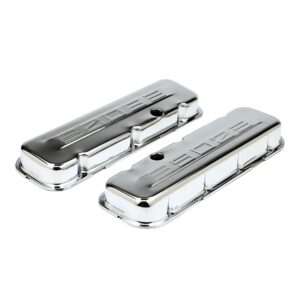 TRANS-DAPT PERFORMANCE PRODUCTS 502 IN. C.I.D. LOGO DESIGN VALVE COVERS; SHORT; 1965-2000 BB CHEVY 502- CHROME