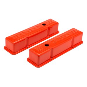 TRANS-DAPT PERFORMANCE PRODUCTS CHEVY 350 LOGO TALL ORANGE POWDER COATED VALVE COVERS