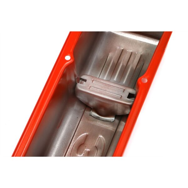 TRANS-DAPT PERFORMANCE PRODUCTS CHEVY 350 LOGO TALL ORANGE POWDER COATED VALVE COVERS