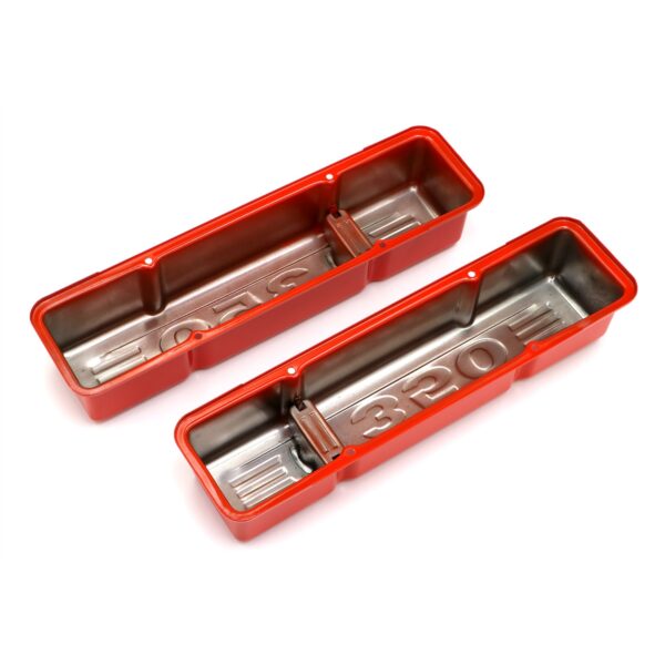 TRANS-DAPT PERFORMANCE PRODUCTS CHEVY 350 LOGO TALL ORANGE POWDER COATED VALVE COVERS